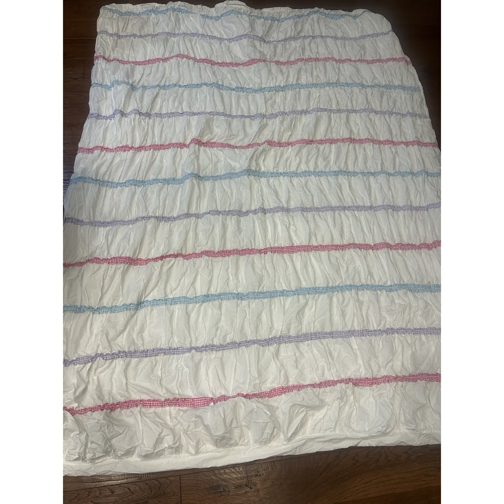 Pottery Barn Kids Bailey Duvet Cover Twin Pink Blue Purple Gingham Ruffles